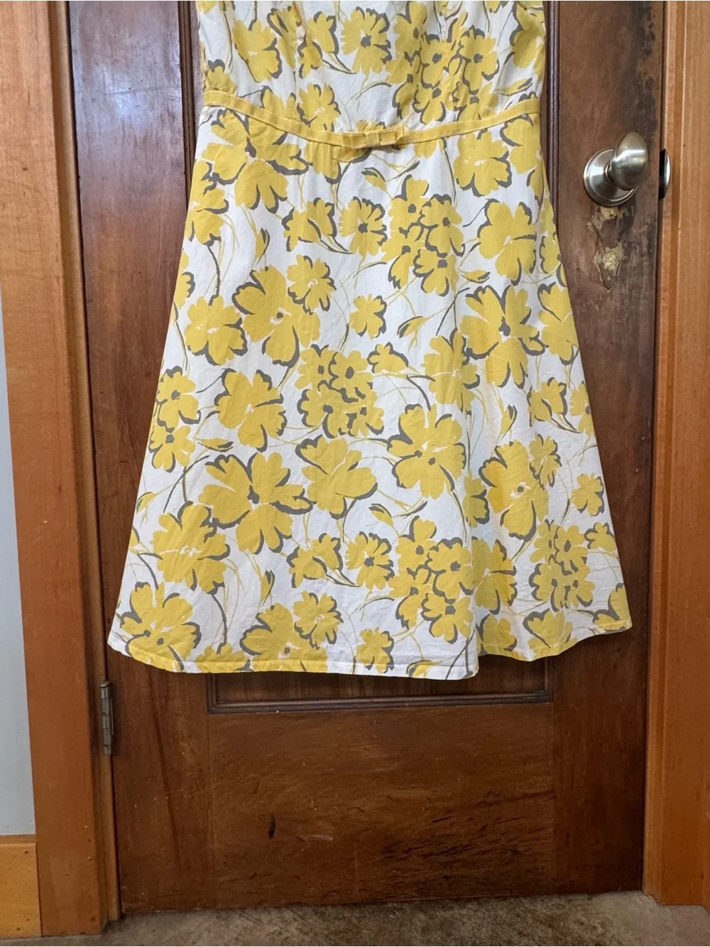 Isadora Collection Yellow Floral Fit-and-Flare Tank Sun Dress with Bow 12 - Picture 8 of 12